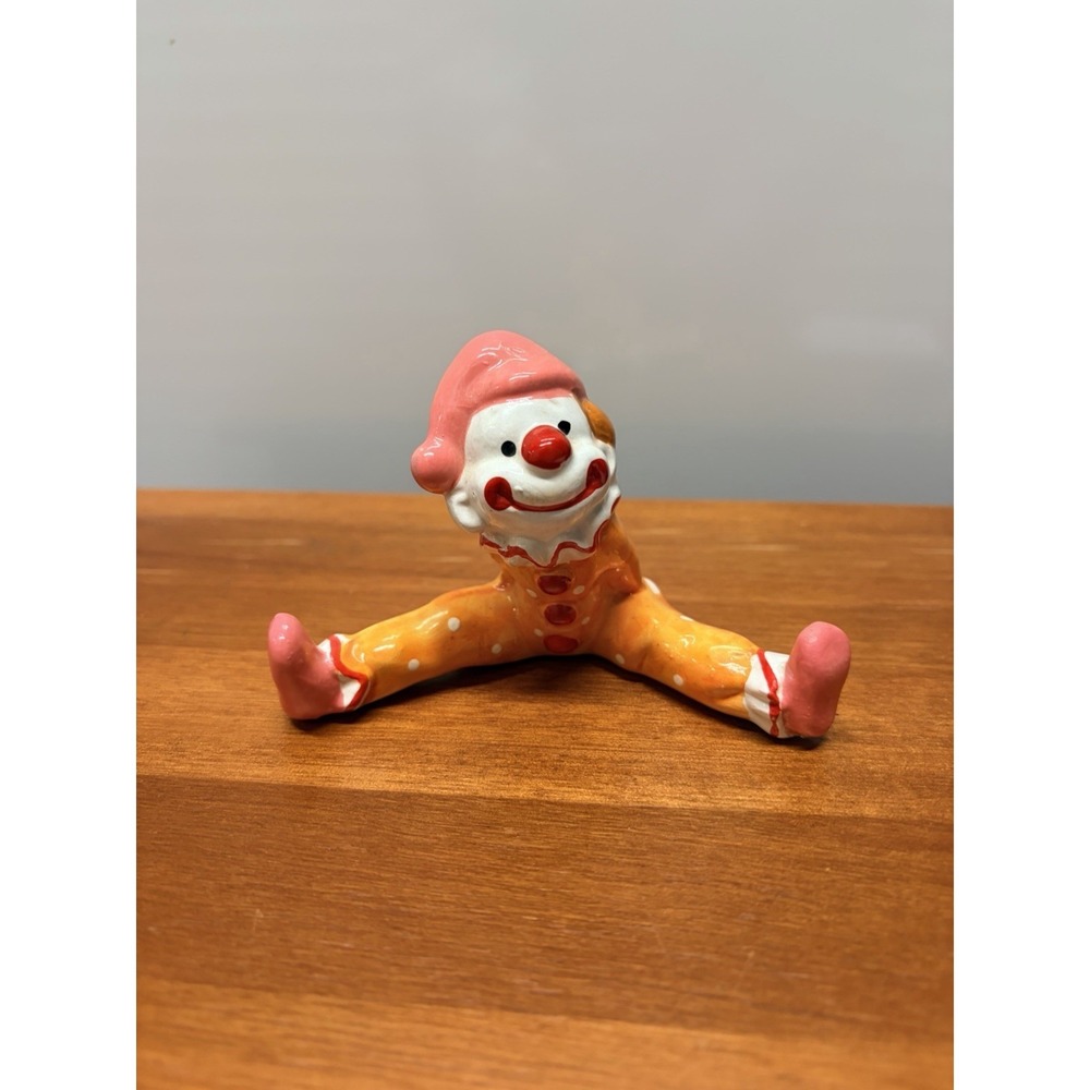 Vintage Kitsch Ceramic Polka Dot Clown Figurine Taiwan 1970s McCrory